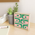 Mid Century Modern Piquet Abstract Pattern in Blush Pink and Green Mini Art Print Gallery Image 2