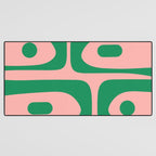 Mid Century Modern Piquet Abstract Pattern in Blush Pink and Green Desk Mat Gallery Image 3