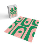 Mid Century Modern Piquet Abstract Pattern in Blush Pink and Green Jigsaw Puzzle Gallery Image 2