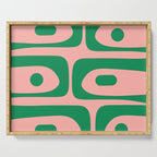 Mid Century Modern Piquet Abstract Pattern in Blush Pink and Green Serving Tray Gallery Image 1