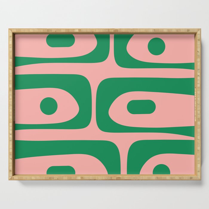Mid Century Modern Piquet Abstract Pattern in Blush Pink and Green Serving Tray Gallery Image 1