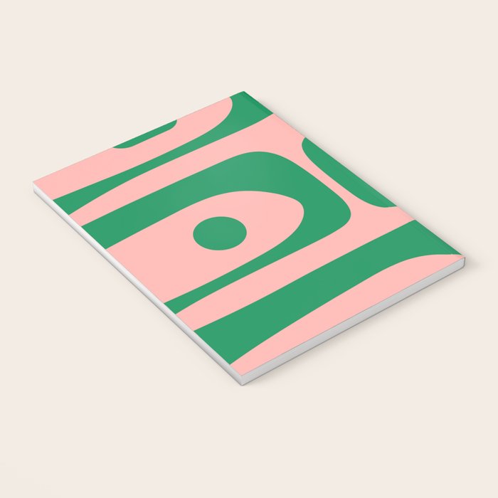 Mid Century Modern Piquet Abstract Pattern in Blush Pink and Green Notebook Gallery Image 3