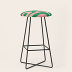 Mid Century Modern Piquet Abstract Pattern in Blush Pink and Green Stool Gallery Image 1