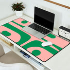 Mid Century Modern Piquet Abstract Pattern in Blush Pink and Green Desk Mat Gallery Image 2