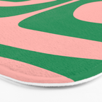 Mid Century Modern Piquet Abstract Pattern in Blush Pink and Green Bath Mat Gallery Image 3
