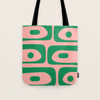 Mid Century Modern Piquet Abstract Pattern in Blush Pink and Green Tote Bag Gallery Image 1