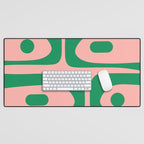 Mid Century Modern Piquet Abstract Pattern in Blush Pink and Green Desk Mat Gallery Image 1