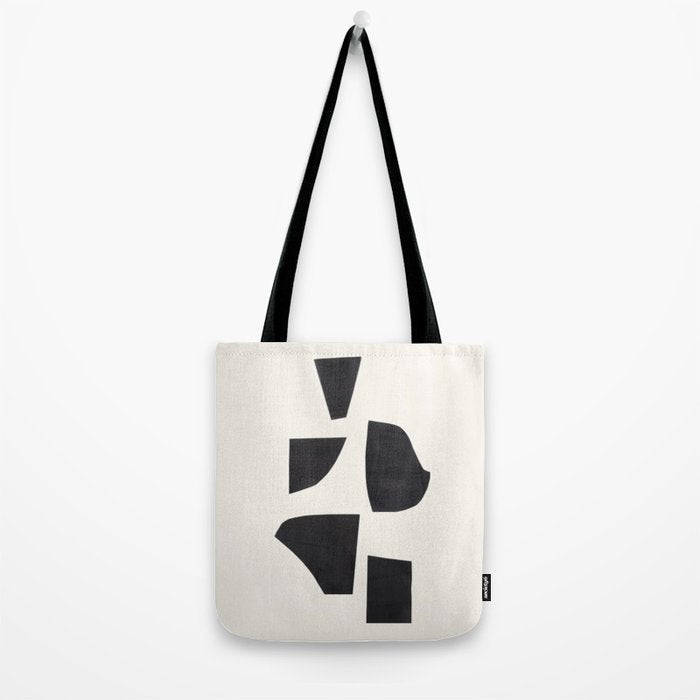 Bump & Kiss Minimalist Modern Mid Century Black Organic Shapes Pattern Paper Collage Tote Bag Gallery Image 2
