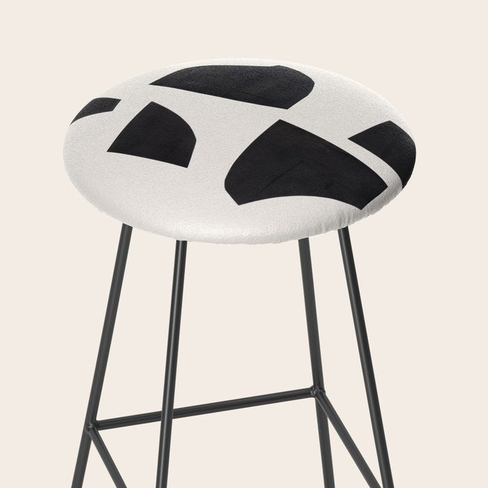 Bump & Kiss Minimalist Modern Mid Century Black Organic Shapes Pattern Paper Collage Stool Gallery Image 2