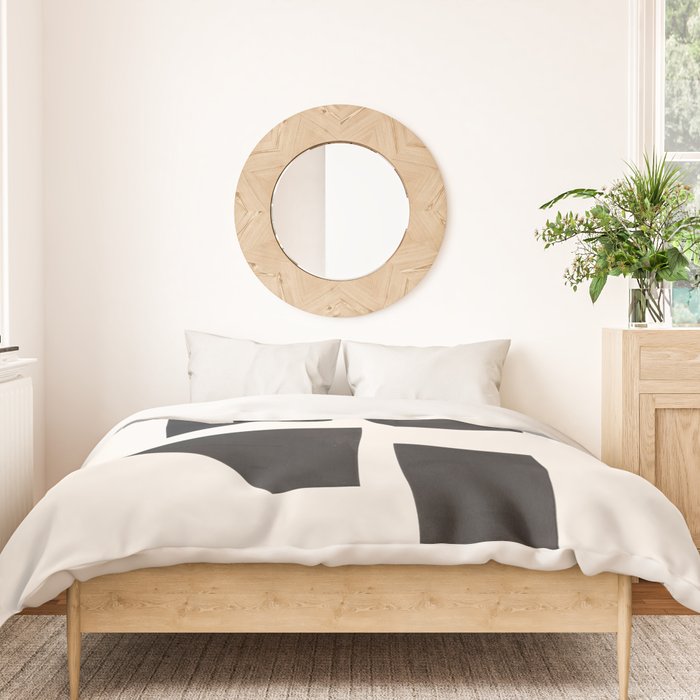 Bump & Kiss Minimalist Modern Mid Century Black Organic Shapes Pattern Paper Collage Duvet Cover Gallery Image 3