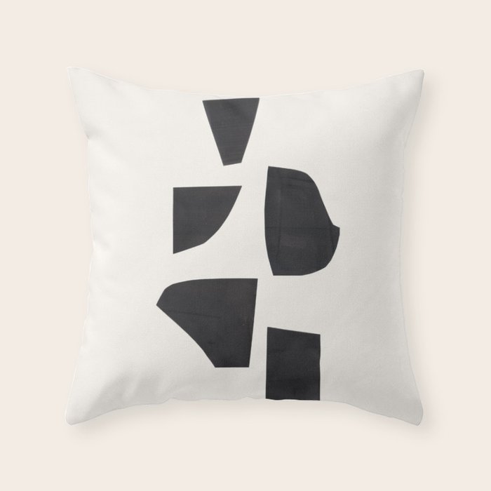 Bump & Kiss Minimalist Modern Mid Century Black Organic Shapes Pattern Paper Collage Throw Pillow Gallery Image 6