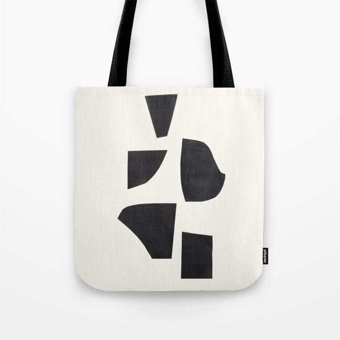 Bump & Kiss Minimalist Modern Mid Century Black Organic Shapes Pattern Paper Collage Tote Bag Gallery Image 1
