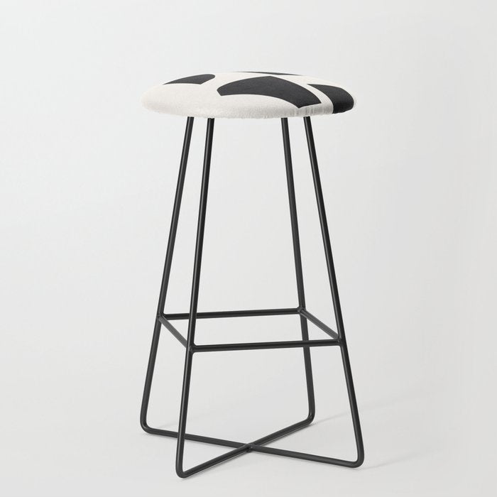 Bump & Kiss Minimalist Modern Mid Century Black Organic Shapes Pattern Paper Collage Stool Gallery Image 1