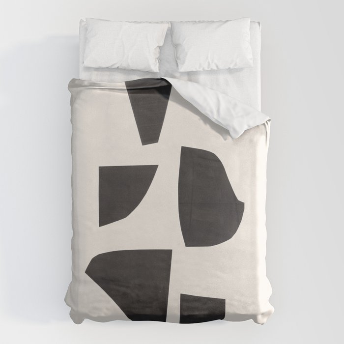 Bump & Kiss Minimalist Modern Mid Century Black Organic Shapes Pattern Paper Collage Duvet Cover Gallery Image 6