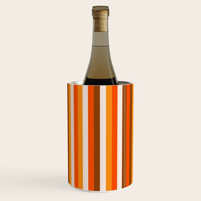 Vertical Fine Stripes in Retro 70s Orange and Brown Wine Chiller Gallery Image 1