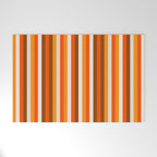 Vertical Fine Stripes in Retro 70s Orange and Brown Welcome Mat Gallery Image 1