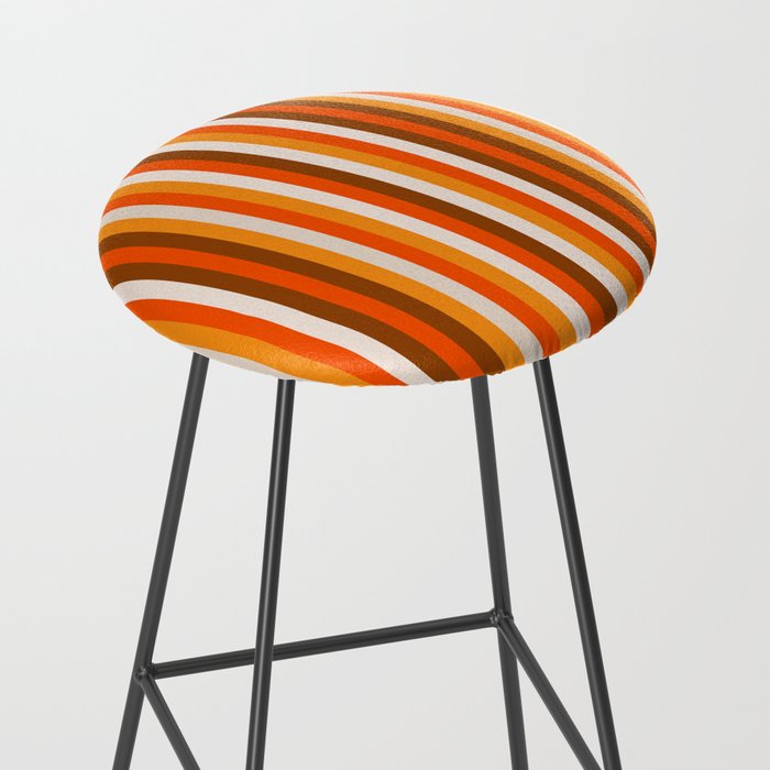 Vertical Fine Stripes in Retro 70s Orange and Brown Stool Gallery Image 2