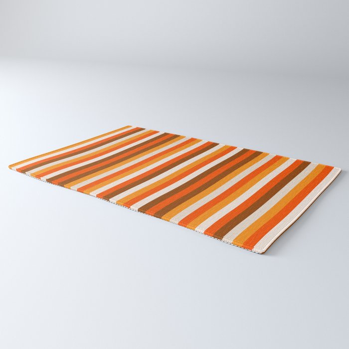 Vertical Fine Stripes in Retro 70s Orange and Brown Rug Gallery Image 3
