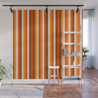 Vertical Fine Stripes in Retro 70s Orange and Brown Wall Mural Gallery Image 1
