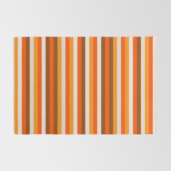Vertical Fine Stripes in Retro 70s Orange and Brown Rug Gallery Image 2