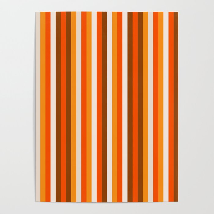 Vertical Fine Stripes in Retro 70s Orange and Brown Poster Gallery Image 1