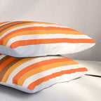 Vertical Fine Stripes in Retro 70s Orange and Brown Pillow Sham Gallery Image 3