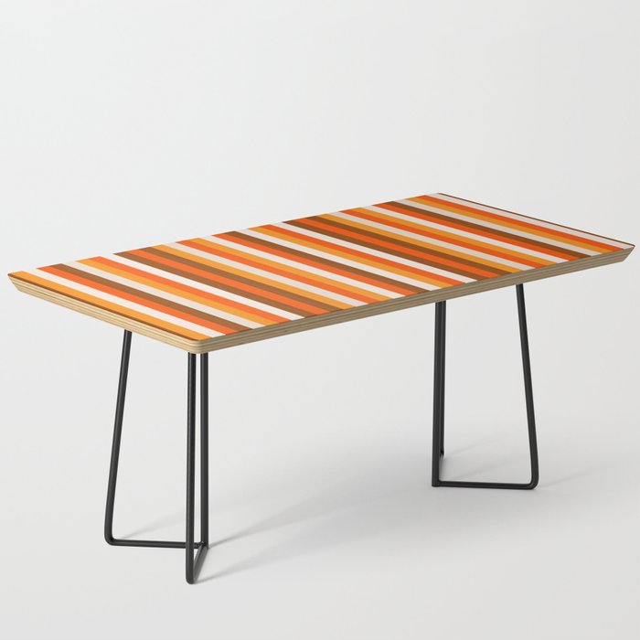 Vertical Fine Stripes in Retro 70s Orange and Brown Coffee Table Gallery Image 1