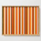 Vertical Fine Stripes in Retro 70s Orange and Brown Serving Tray Gallery Image 1