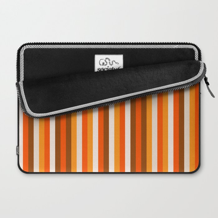 Vertical Fine Stripes in Retro 70s Orange and Brown Laptop Sleeve Gallery Image 2