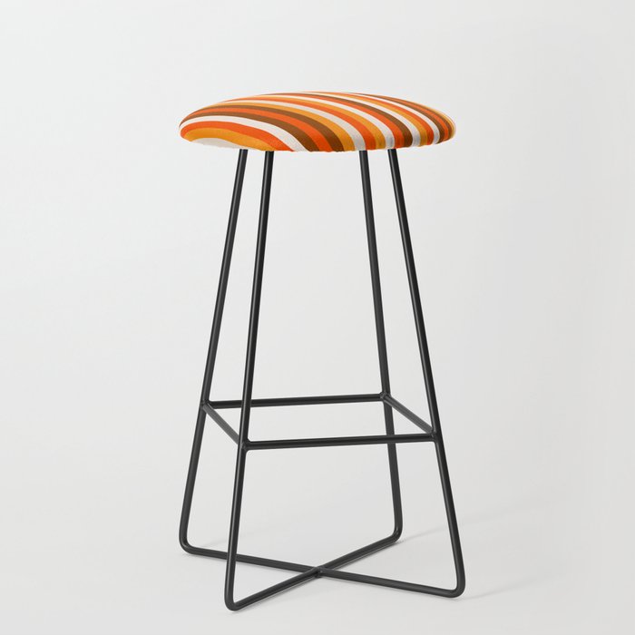 Vertical Fine Stripes in Retro 70s Orange and Brown Stool Gallery Image 1
