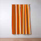 Vertical Fine Stripes in Retro 70s Orange and Brown Window Curtain Gallery Image 3