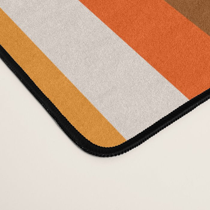 Vertical Fine Stripes in Retro 70s Orange and Brown Desk Mat Gallery Image 4