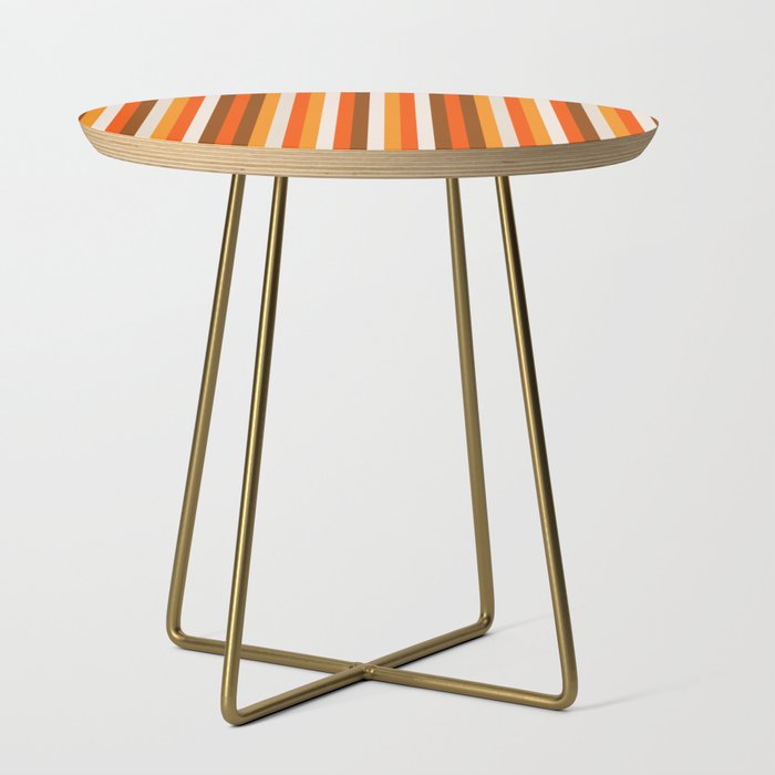 Vertical Fine Stripes in Retro 70s Orange and Brown Side Table Gallery Image 1