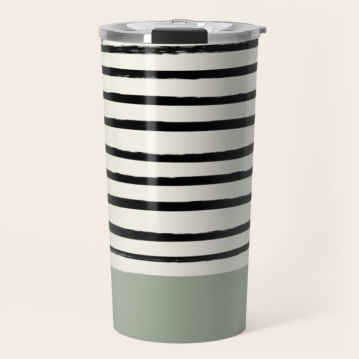 Sage Green x Stripes Travel Mug Gallery Image 1