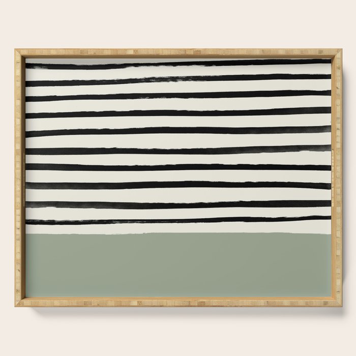 Sage Green X Stripes Serving Tray Gallery Image 1