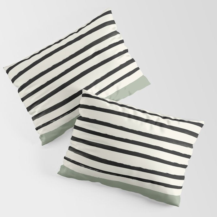 Sage Green x Stripes Pillow Sham Gallery Image 1