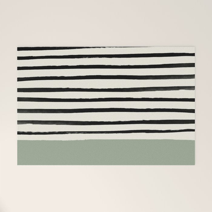 Sage Green x Stripes Welcome Mat Gallery Image 1