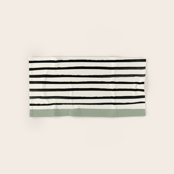 Sage Green x Stripes Bath Towel Gallery Image 1