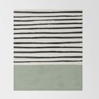 Sage Green x Stripes Throw Blanket Gallery Image 2