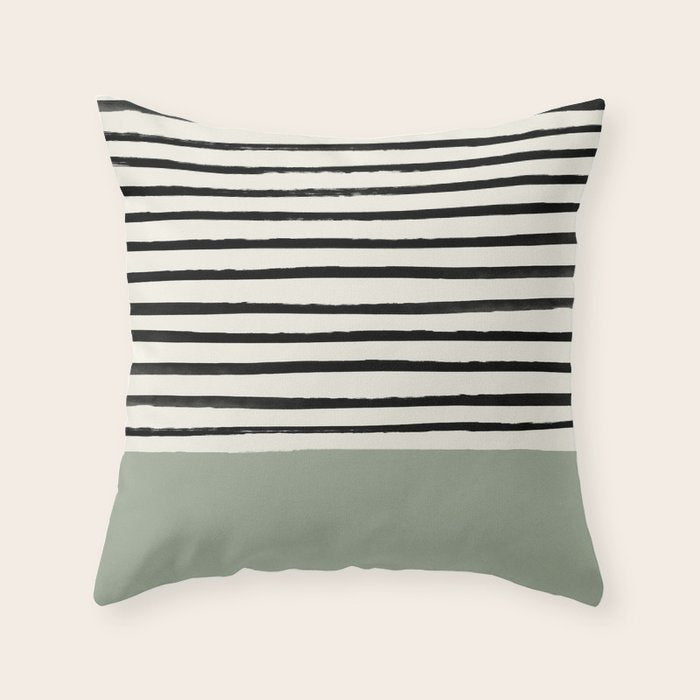 Sage Green x Stripes Throw Pillow Gallery Image 6