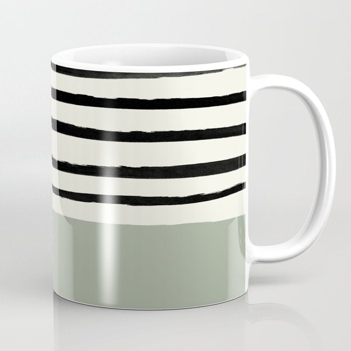 Sage Green x Stripes Coffee Mug Gallery Image 1
