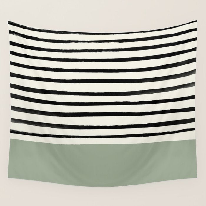 Sage Green x Stripes Wall Tapestry Gallery Image 4