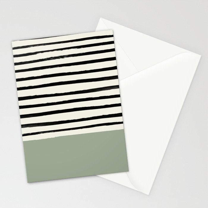 Sage Green x Stripes Stationery Card Gallery Image 2