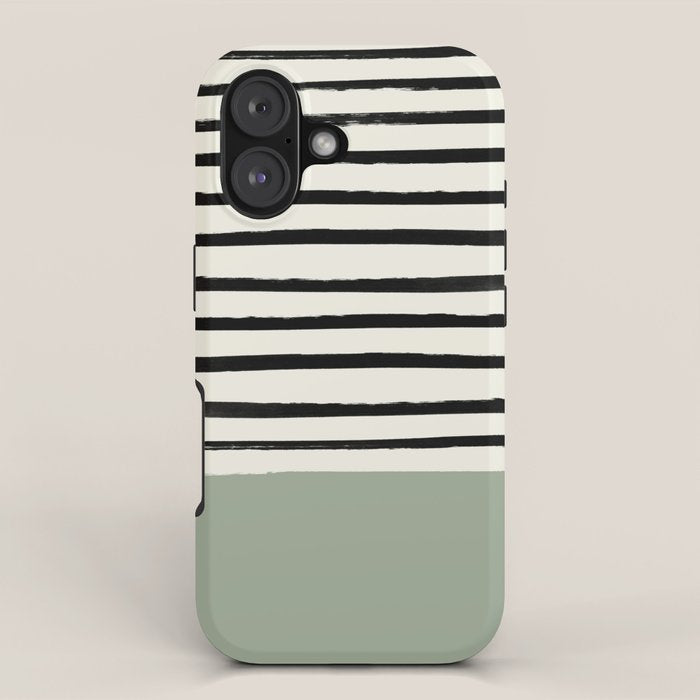 Sage Green x Stripes iPhone Case Gallery Image 1
