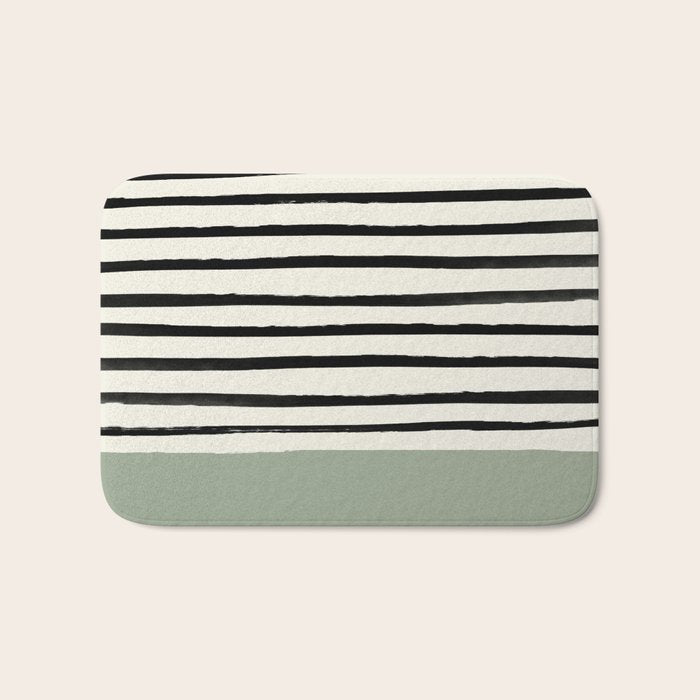 Sage Green x Stripes Bath Mat