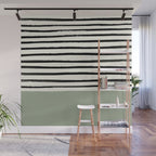 Sage Green x Stripes Wall Mural Gallery Image 1