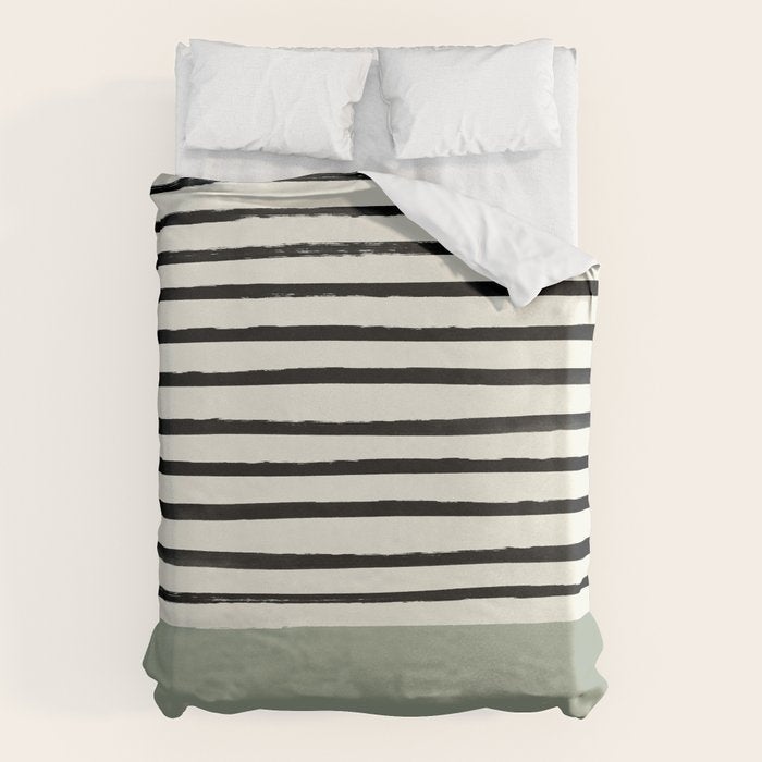 Sage Green x Stripes Duvet Cover Gallery Image 6