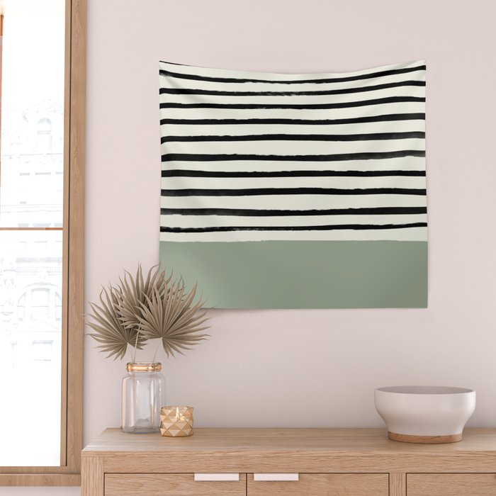 Sage Green x Stripes Wall Tapestry Gallery Image 2