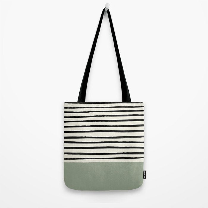 Sage Green x Stripes Tote Bag Gallery Image 2