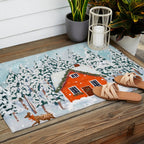 Cozy Winter Cabin in the Snowy Woods  Outdoor Rug Gallery Image 2